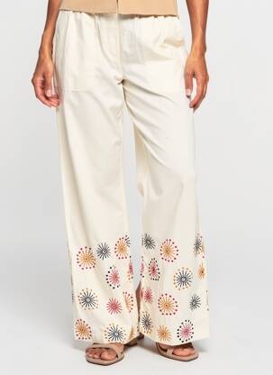 Pantalon large tissage popeline beige STELLA FOREST femme