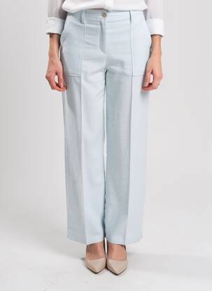 Pantalon droit taille à pinces taille haute bleu ATTIC AND BARN femme