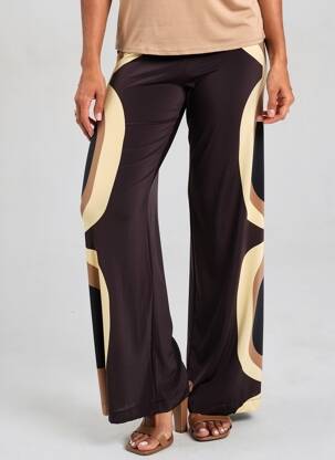 Pantalon large coupe fluide taille normale marron SIYU femme