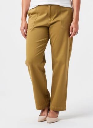Pantalon droit stretch taille normale jaune HOD femme