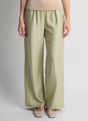 Pantalon large coupe fluide taille normale vert ROSEANNA femme