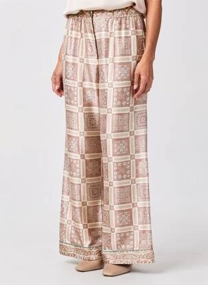 Pantalon large fermeture zippée sous rabat boutonné taille normale beige PIERRE LOUIS MASCIA femme