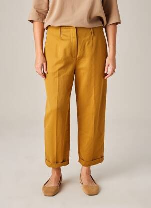 Pantalon 7/8 taille haute taille haute jaune POMANDERE femme