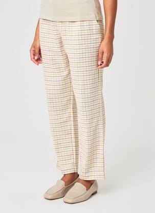 Pantalon droit tissage crêpe taille normale beige STELLA FOREST femme