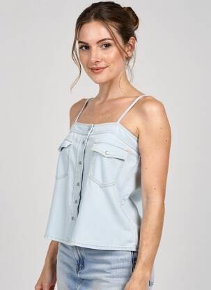 Top col carré fines bretelles bleu SEMICOUTURE femme