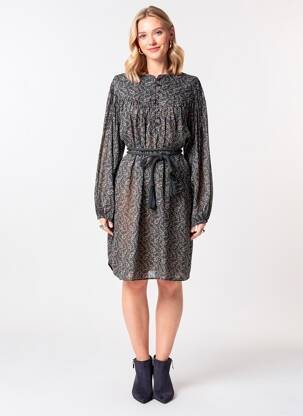 Robe mi-longue imprimé fantaisie manches longues gris MARANT ETOILE femme