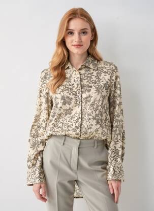 Tunique manches longues col chemisier beige GOLDEN GOOSE femme