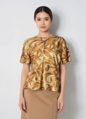 Top imprimé fantaisie manches courtes marron SOEUR femme