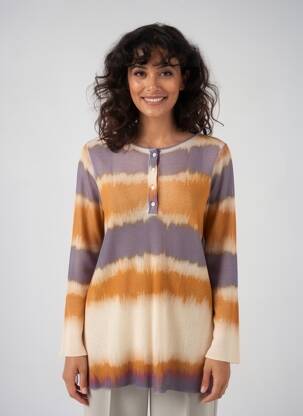 Pull coupe droite manches longues marron APOLINE femme