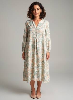Robe longue manches longues manches longues vert MOMONI femme