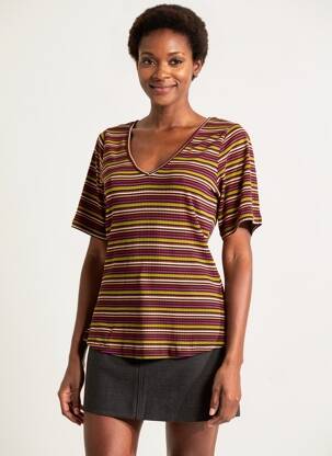 T-shirt col v manches courtes violet KING LOUIE femme