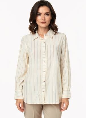Chemisier coupe droite manches longues beige MD'M femme
