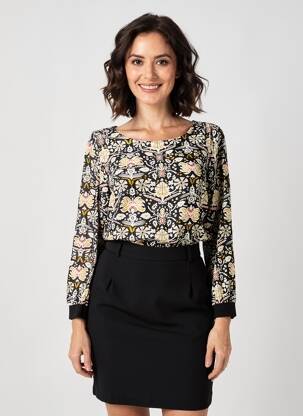 Blouse imprimé fantaisie manches longues noir GARCIA femme