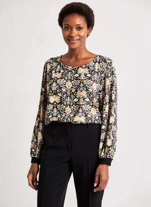 Blouse imprimé fantaisie manches longues noir GARCIA femme