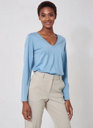 T-shirt manches longues manches longues bleu GUITARE femme