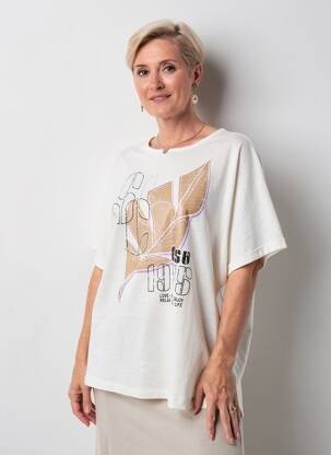 T-shirt sérigraphie manches courtes blanc CISO femme