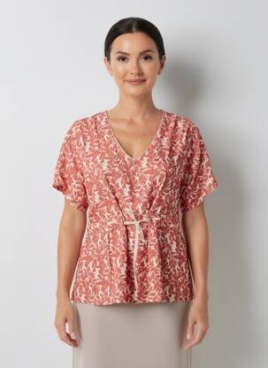 Top imprimé fantaisie manches courtes rouge GUITARE femme