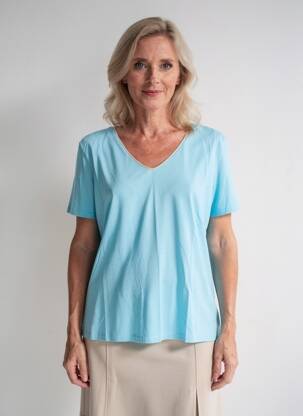 T-shirt col v manches courtes bleu JULIE GUERLANDE femme