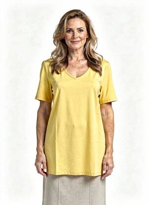 T-shirt coupe droite manches courtes jaune CISO femme