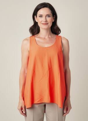 Top coupe fluide sans manche orange FRANCK ANNA femme