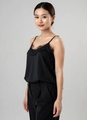 T-shirt stretch fines bretelles noir GARCIA femme