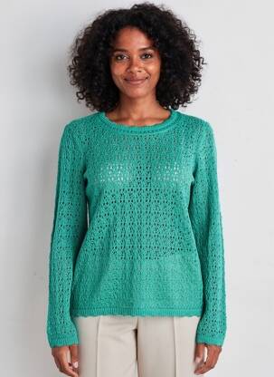 Pull maille ajourée manches longues vert C'EST BEAU LA VIE femme