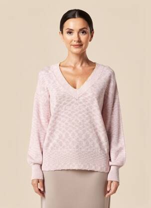 Pull col v manches longues rose GARCIA femme