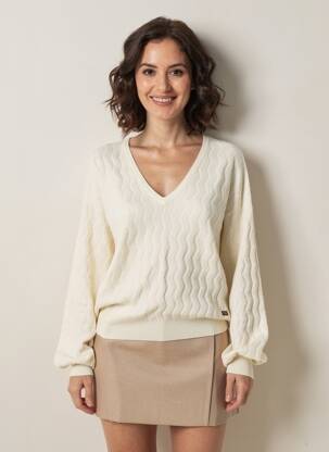 Pull col v manches longues beige GARCIA femme