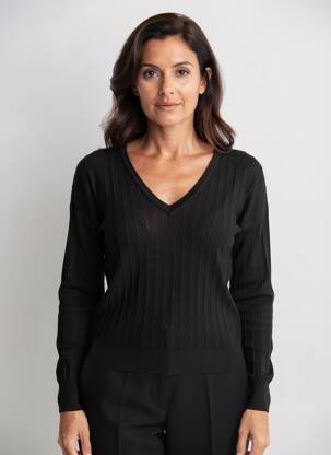 Pull col v manches longues noir GARCIA femme
