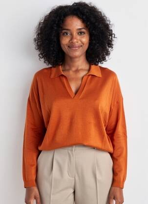 Pull stretch manches longues orange ZILCH femme