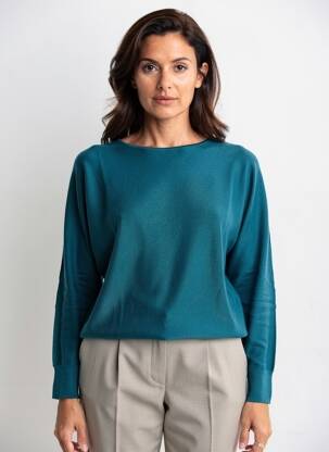 Pull coupe cintrée manches longues bleu ZILCH femme