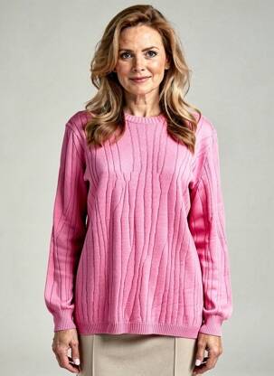 Pull stretch manches longues rose I.ODENA femme