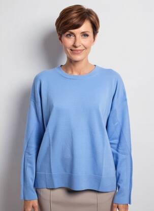 Pull stretch manches longues bleu BARBARA LEBEK femme
