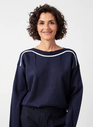Pull col bateau manches longues bleu BARBARA LEBEK femme