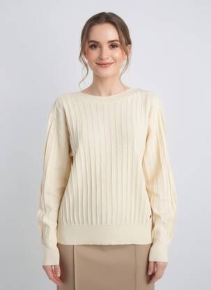 Pull col bateau manches longues beige GARCIA femme