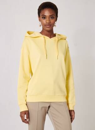 Sweat-shirt à capuche stretch manches longues jaune GARCIA femme