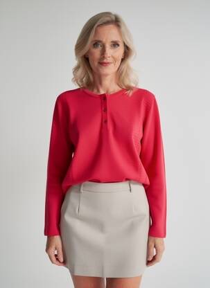 Pull coupe cintrée manches longues rouge I.ODENA femme
