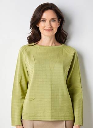 Pull coupe cintrée manches longues vert BARBARA LEBEK femme