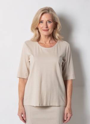 T-shirt stretch manches courtes beige BARBARA LEBEK femme