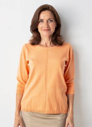 Pull tissage chiné manches 3/4 orange MARBLE femme