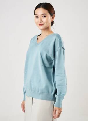 Pull col v manches longues bleu ZILCH femme