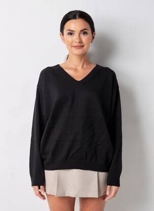Pull col v manches longues noir ZILCH femme