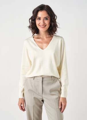 Pull coupe cintrée manches longues beige ÉTYMOLOGIE femme