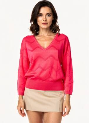Pull col v manches 3/4 rose GARCIA femme