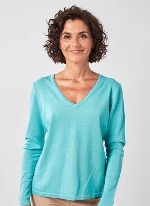 Pull tissage chiné manches longues bleu MARBLE femme