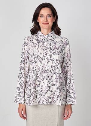 Chemisier imprimé fantaisie manches longues blanc OLSEN femme