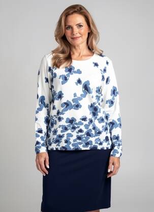 Pull coupe droite manches longues blanc BARBARA LEBEK femme