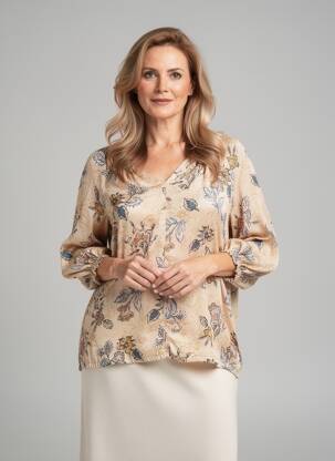 Top imprimé fantaisie sans manche beige CISO femme