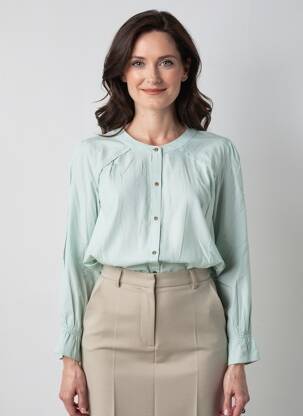 Chemisier coupe droite manches longues bleu CISO femme