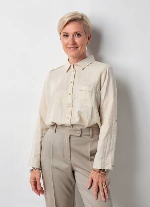 Chemisier coupe droite manches longues beige JULIE GUERLANDE femme